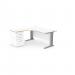 Komo Metal Leg 1600/800 x 1200/600mm L/H Crescent - White  SLV with Desk High Ped K-RD1612L/DHP/WH/SLV