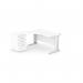 Komo Metal Leg 1600800 x 1200600mm LH Crescent - White WHT with Desk High Ped K-RD1612L/DHP/WH/WHT