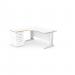 Komo Metal Leg 1600/800 x 1200/600mm L/H Crescent - White / WHT with Desk High Ped K-RD1612L/DHP/WH/WHT