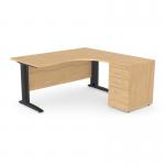 Komo Metal Leg 1600800 x 1200600mm RH Crescent - Beech BLK with Desk High Ped K-RD1612R/DHP/BE/BLK