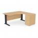 Komo Metal Leg 1600800 x 1200600mm RH Crescent - Beech BLK with Desk High Ped K-RD1612R/DHP/BE/BLK