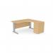 Komo Metal Leg 1600800 x 1200600mm RH Crescent - Beech SLV with Desk High Ped K-RD1612R/DHP/BE/SLV