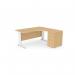 Komo Metal Leg 1600800 x 1200600mm RH Crescent - Beech WHT with Desk High Ped K-RD1612R/DHP/BE/WHT