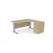 Komo Metal Leg 1600800 x 1200600mm RH Crescent - Urban Oak SLV with Desk High Ped K-RD1612R/DHP/UO/SLV