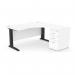 Komo Metal Leg 1600800 x 1200600mm RH Crescent - White BLK with Desk High Ped K-RD1612R/DHP/WH/BLK