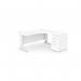 Komo Metal Leg 1600800 x 1200600mm RH Crescent - White WHT with Desk High Ped K-RD1612R/DHP/WH/WHT