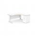 Komo Metal Leg 1600/800 x 1200/600mm R/H Crescent - White / WHT with Desk High Ped K-RD1612R/DHP/WH/WHT