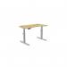 Leap Single Height Adjust Desk 1200 x 700mm - Curved Bamboo top Silver Frame LP-1270/CURV/SLV