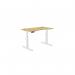 Leap Single Height Adjust Desk 1200 x 700mm - Curved Bamboo top White Frame LP-1270/CURV/WHT