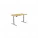 Leap Single Height Adjust Desk 1200 x 700mm - Rectangular Bamboo top Silver Frame LP-1270/RECT/SLV