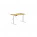 Leap Single Height Adjust Desk 1200 x 700mm - Rectangular Bamboo top White Frame LP-1270/RECT/WHT