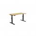 Leap Single Height Adjust Desk 1400 x 700mm - Curved Bamboo top Black Frame LP-1470/CURV/BLK