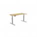 Leap Single Height Adjust Desk 1400 x 700mm - Curved Bamboo top Silver Frame LP-1470/CURV/SLV