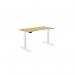 Leap Single Height Adjust Desk 1400 x 700mm - Curved Bamboo top White Frame LP-1470/CURV/WHT