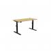 Leap Single Height Adjust Desk 1400 x 700mm - Rectangular Bamboo top Black Frame LP-1470/RECT/BLK