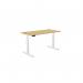 Leap Single Height Adjust Desk 1400 x 700mm - Rectangular Bamboo top White Frame LP-1470/RECT/WHT