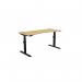 Leap Single Height Adjust Desk 1600 x 700mm - Curved Bamboo top Black Frame LP-1670/CURV/BLK