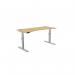 Leap Single Height Adjust Desk 1600 x 700mm - Curved Bamboo top Silver Frame LP-1670/CURV/SLV