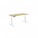 Leap Single Height Adjust Desk 1600 x 700mm - Curved Bamboo top White Frame LP-1670/CURV/WHT