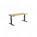 Leap Single Height Adjust Desk 1600 x 700mm - Rectangular Bamboo top Black Frame LP-1670/RECT/BLK