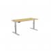 Leap Single Height Adjust Desk 1600 x 700mm - Rectangular Bamboo top Silver Frame LP-1670/RECT/SLV