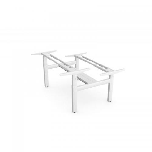 Leap Double Bench 3 Stage Electric Adjust Frame with 2 Handsets and Telescopic Cable Tray for All Size Tops - White LP/DB3S8050/BLK