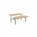 Leap Bench Desk Top With Scallop, 1600 x 800mm - Beech Silver Frame LP-DB/DPS1680/BE/SLV