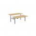 Leap Bench Desk Top With Alu Portals, 1600 x 800mm - Beech Silver Frame LP-DB/TP1680/BE/SLV