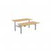 Leap Bench Desk Top With Alu Portals, 1800 x 800mm - Beech Silver Frame LP-DB/TP1880/BE/SLV