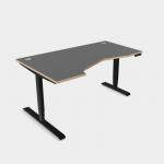 Leap Crescent Desk, K Top With Portals with edging, 1600 x 1000 , Left Hand, Graphite Black Frame LP-PLY-TP1610L/GR/BLK