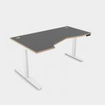 Leap Crescent Desk, K Top With Portals with edging, 1600 x 1000 , Left Hand, Graphite White Frame LP-PLY-TP1610L/GR/WHT