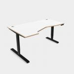 Leap Crescent Desk, K Top With Portals with edging, 1600 x 1000 , Left Hand, White Black Frame LP-PLY-TP1610L/WH/BLK