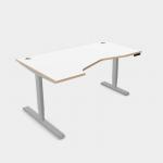 Leap Crescent Desk, K Top With Portals with edging, 1600 x 1000 , Left Hand, White Silver Frame LP-PLY-TP1610L/WH/SLV