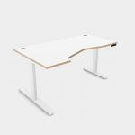 Leap Crescent Desk, K Top With Portals with edging, 1600 x 1000 , Left Hand, White White Frame LP-PLY-TP1610L/WH/WHT