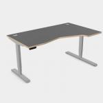 Leap Crescent Desk, K Top With Portals with edging, 1600 x 1000 , Right Hand, Graphite Silver Frame LP-PLY-TP1610R/GR/SLV