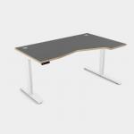 Leap Crescent Desk, K Top With Portals with edging, 1600 x 1000 , Right Hand, Graphite White Frame LP-PLY-TP1610R/GR/WHT