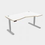 Leap Crescent Desk, K Top With Portals with edging, 1600 x 1000 , Right Hand, White Silver Frame LP-PLY-TP1610R/WH/SLV