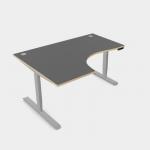 Leap Crescent Desk, Top With Portals with PLY edging, 1600 x 1200 , Left Hand, Graphite Silver Frame LP-PLY-TP1612L/GR/SLV