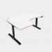 Leap Crescent Desk, Top With Portals with PLY edging, 1600 x 1200 , Left Hand, White Black Frame LP-PLY-TP1612L/WH/BLK