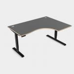 Leap Crescent Desk, Top With Portals with PLY edging, 1600 x 1200 , Right Hand, Graphite Black Frame LP-PLY-TP1612R/GR/BLK