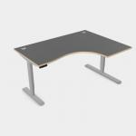 Leap Crescent Desk, Top With Portals with PLY edging, 1600 x 1200 , Right Hand, Graphite Silver Frame LP-PLY-TP1612R/GR/SLV