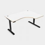 Leap Crescent Desk, Top With Portals with PLY edging, 1600 x 1200 , Right Hand, White Black Frame LP-PLY-TP1612R/WH/BLK