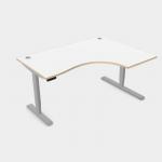 Leap Crescent Desk, Top With Portals with PLY edging, 1600 x 1200 , Right Hand, White Silver Frame LP-PLY-TP1612R/WH/SLV