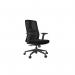 The photo shows a sleek and modern office chair with a mesh back, equipped with a swivel function. Its black color adds a touch of elegance to any workspace.