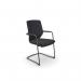 In the picture, the Edit Office Visitors MCC - Y.88 Meeting Chair has a sleek design with a sliding seat. The black frame adds a modern touch, while the black fabric provides a comfortable seating experience. Perfect for any office space.