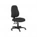The image shows a sleek and modern office space, featuring two high back swivel chairs with nylon bases. The chairs have a professional black color and a comfortable design, making them perfect for a productive work environment.