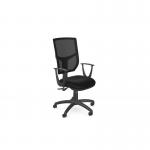 OA High Back Mesh Chair 2 Lever Nylon Base Fixed Arms - Black Mesh - Evert Black E001 OA2SM2L/FXARMS/E001/BMS