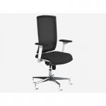Begin White Chrome Base Europa Seat Slide Lumbar Zodiac PUS arms - MS2001 Black Mesh - Evert OBEGIN/WH/CHR/L/ARMZOD-PUS/E001/MS2001