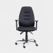 This photograph showcases a well-equipped office desk with comfortable swivel chairs, a sleek 3 lever chrome base, and step PU sliding armrests in a striking black color. The overall design is modern and professional, perfect for any general office setting.