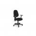 The photo shows a modern office desk with general chairs. The chairs have fixed arms and are from the Evert E001 collection. The overall design is stylish and functional for a home office setting.